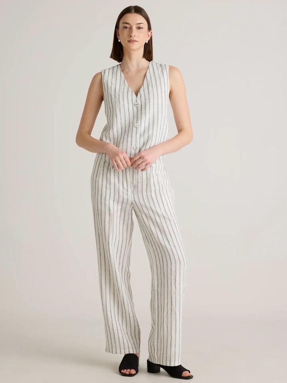 Women’s Gentle Fawn White Pinstripe Linen Blend pants
